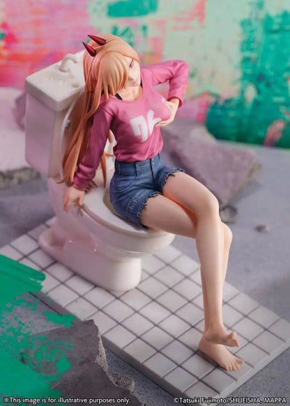 Power-Figur aus Chainsaw Man, sitzend auf einer Toilette, 1/7 Scale PVC-Statue, dynamische Pose, 18 cm hoch.