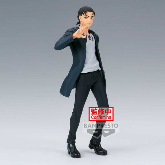 Eren Yeager PVC-Statue aus Attack on Titan: The Final Season, 17 cm groß, in einer eindrucksvollen Pose, die Entschlossenheit zeigt.